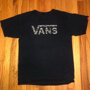 Used Large Vans T-Shirt with Camouflage vans logo